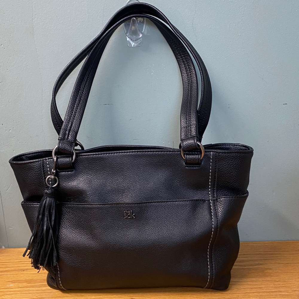 The Sak Black Leather Shoulder Bag with Tassel